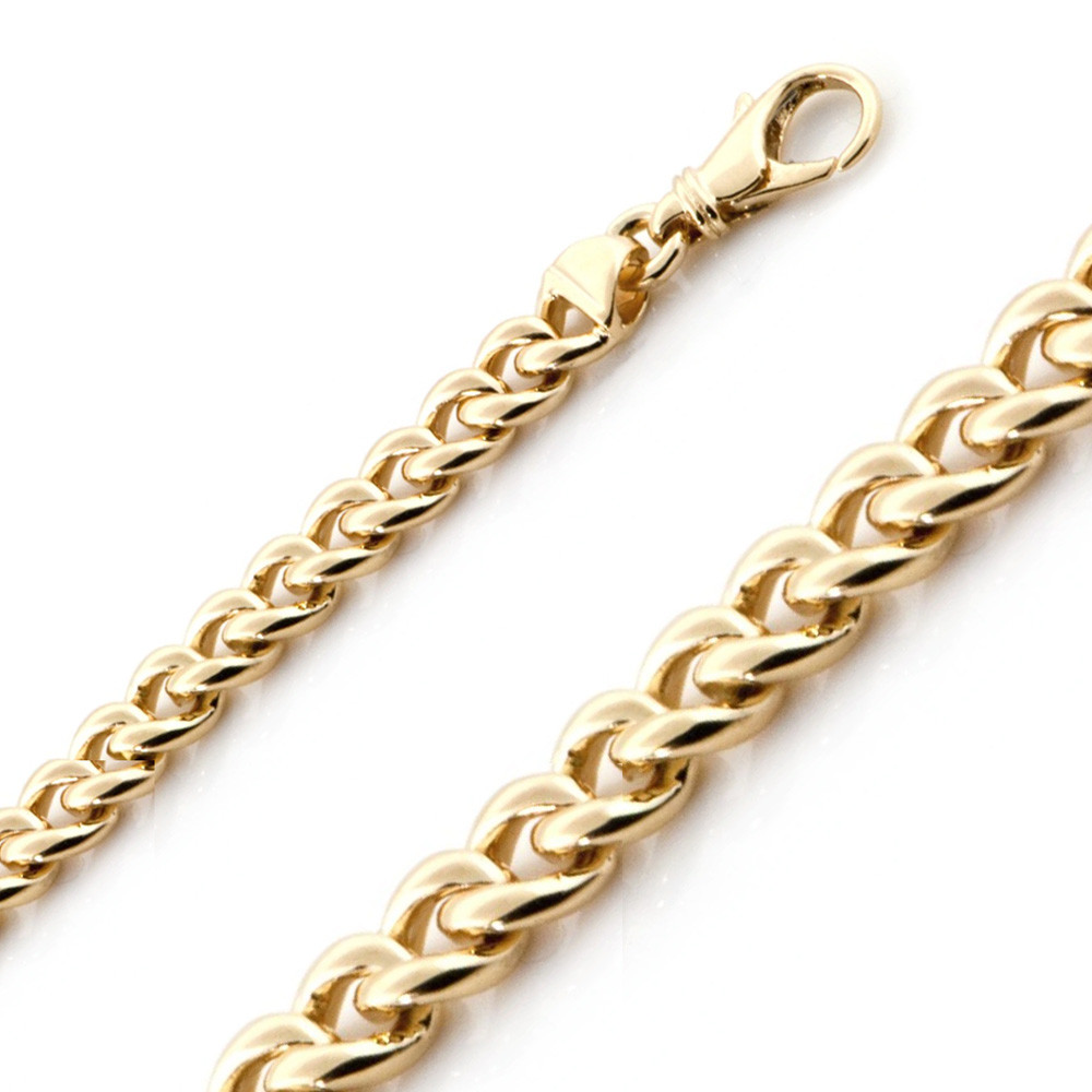14k Gold Handmade Cuban Link Chain 8.7mm Wide 22 Inches